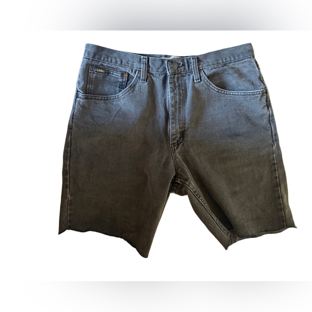Vintage 90s grey lee long baggy loose fit  raw hem cut offs  Relaxed Jean shorts